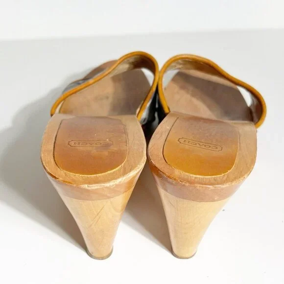 Vintage Coach Brenda Wooden Siganture Clog Blue Denim size 9 - Picture 5 of 9